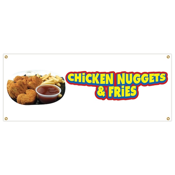 Chicken Nuggets & Fries Banner Heavy Duty 13 Oz Vinyl with Grommets